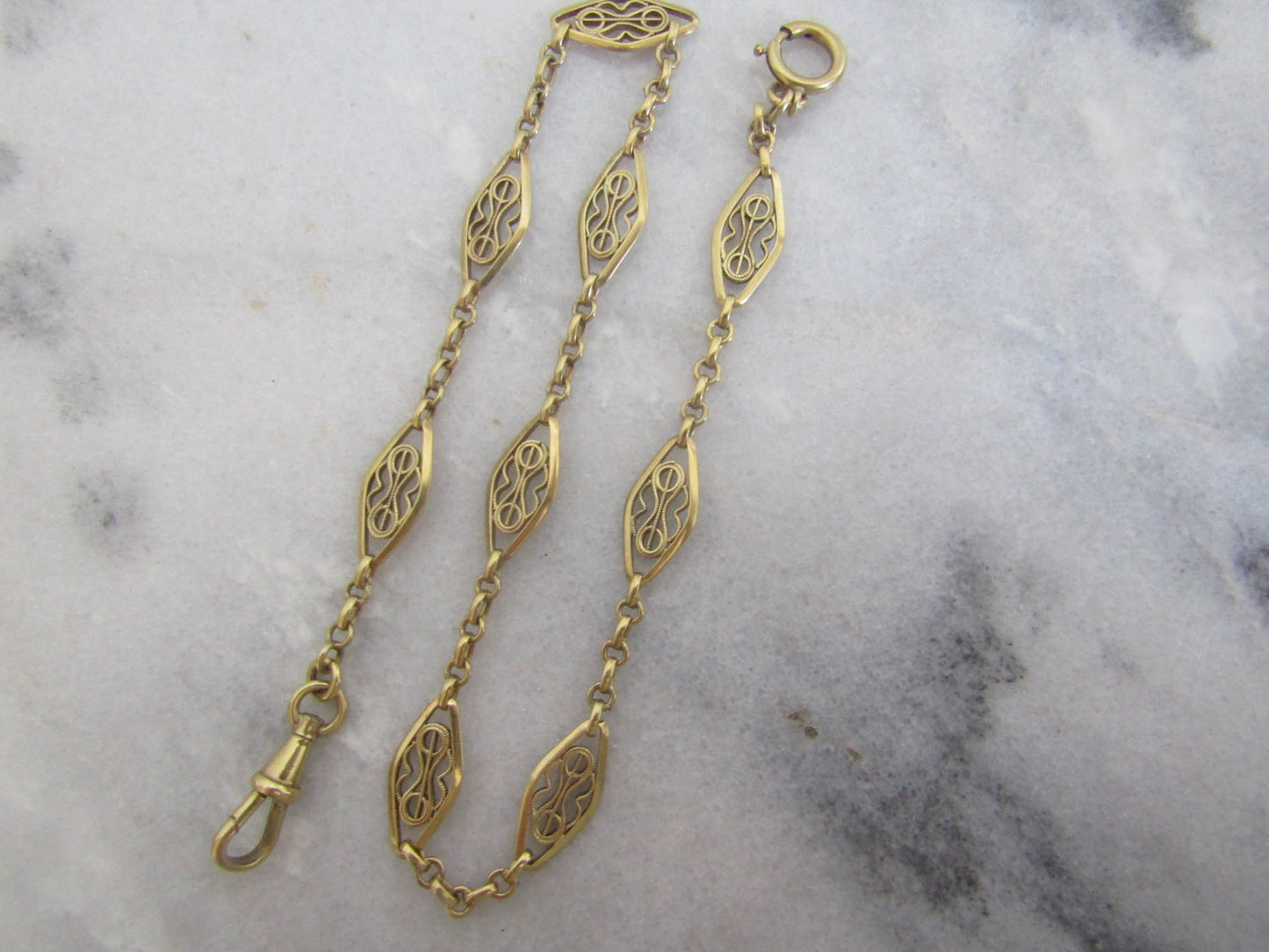 Antique Gold Filled Watch Chain, Vintage French Watch Chain