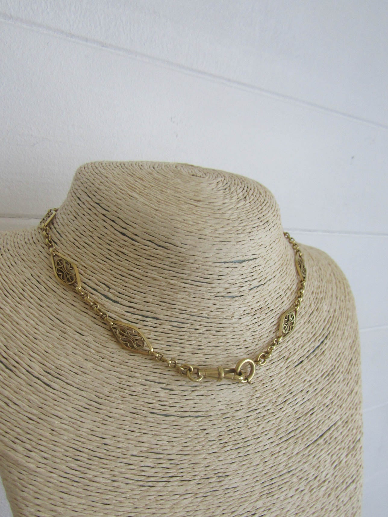 Antique Gold Filled Watch Chain, Vintage French Watch Chain