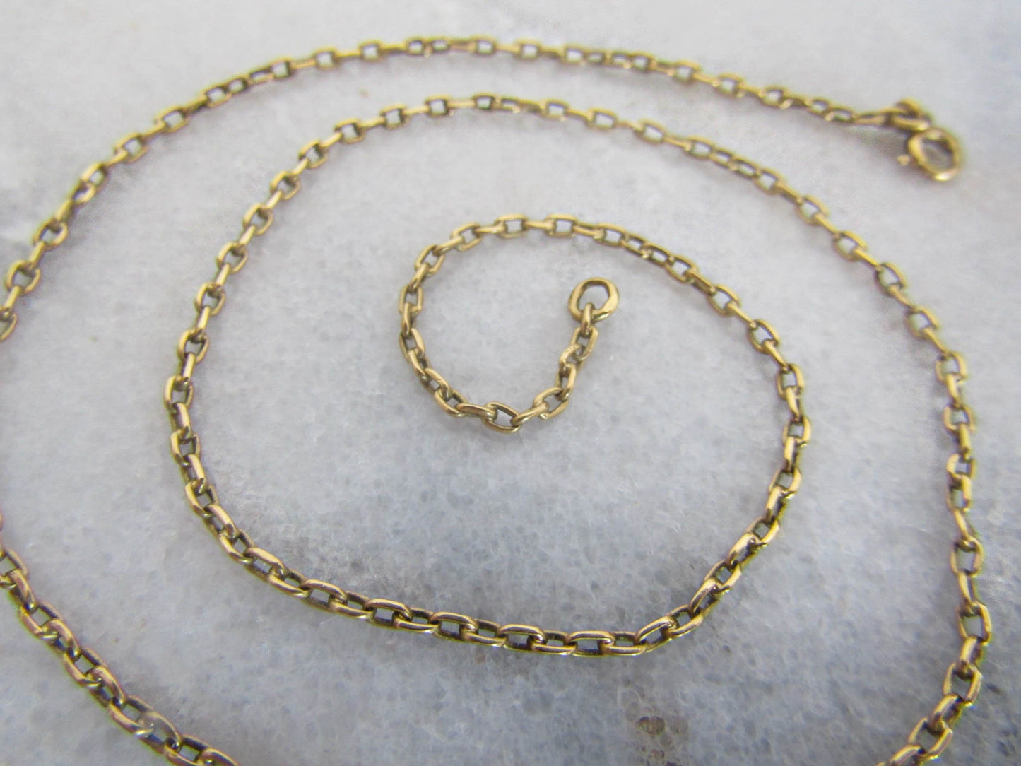 Antique 18K Victorian Oval Belcher Chain Choker Necklace, Antique Rolo Chain