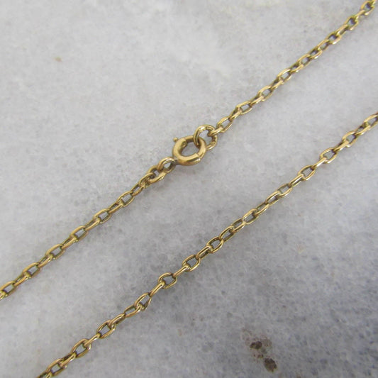 Antique 18K Victorian Oval Belcher Chain Choker Necklace, Antique Rolo Chain