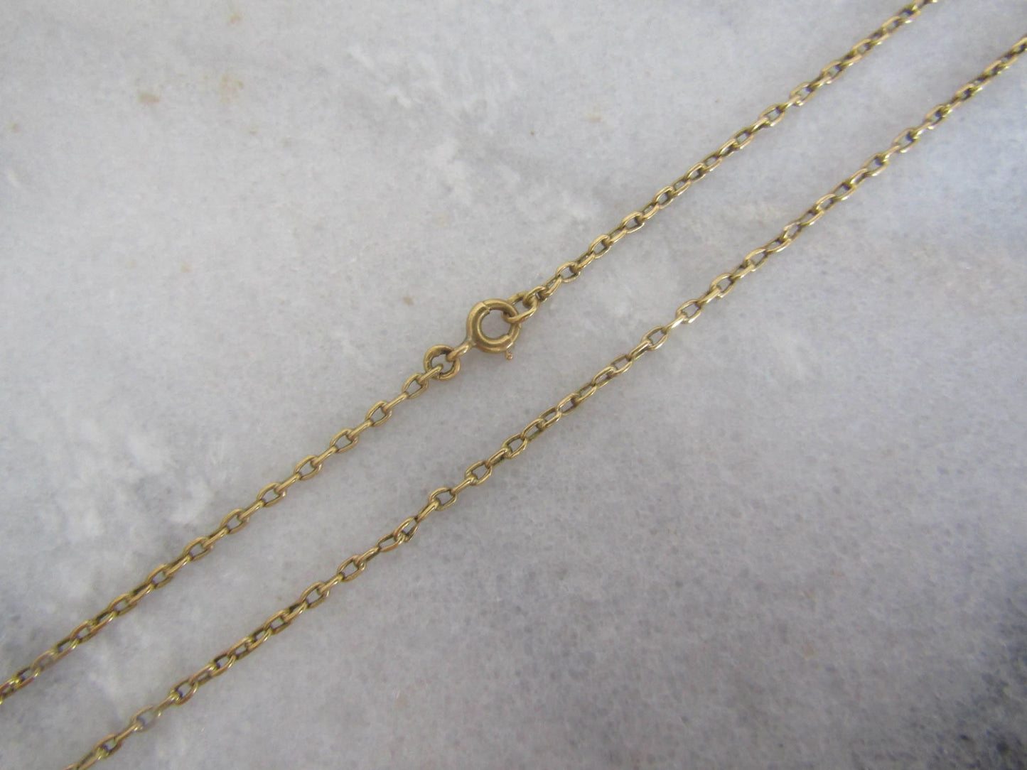 Antique 18K Victorian Oval Belcher Chain Choker Necklace, Antique Rolo Chain