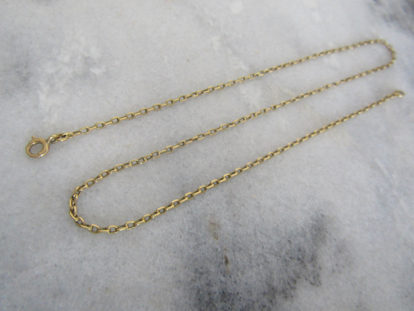 Antique 18K Victorian Oval Belcher Chain Choker Necklace, Antique Rolo Chain