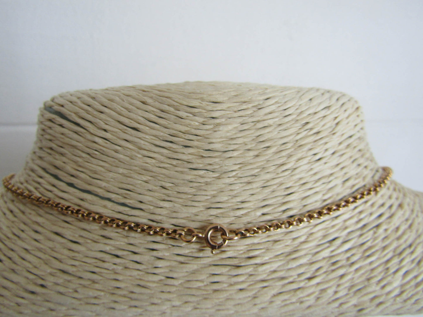 18.9" Antique Solid Gold Jaseron Necklace c. 1900 with Victorian Bolt Ring Closure (6.4 g)