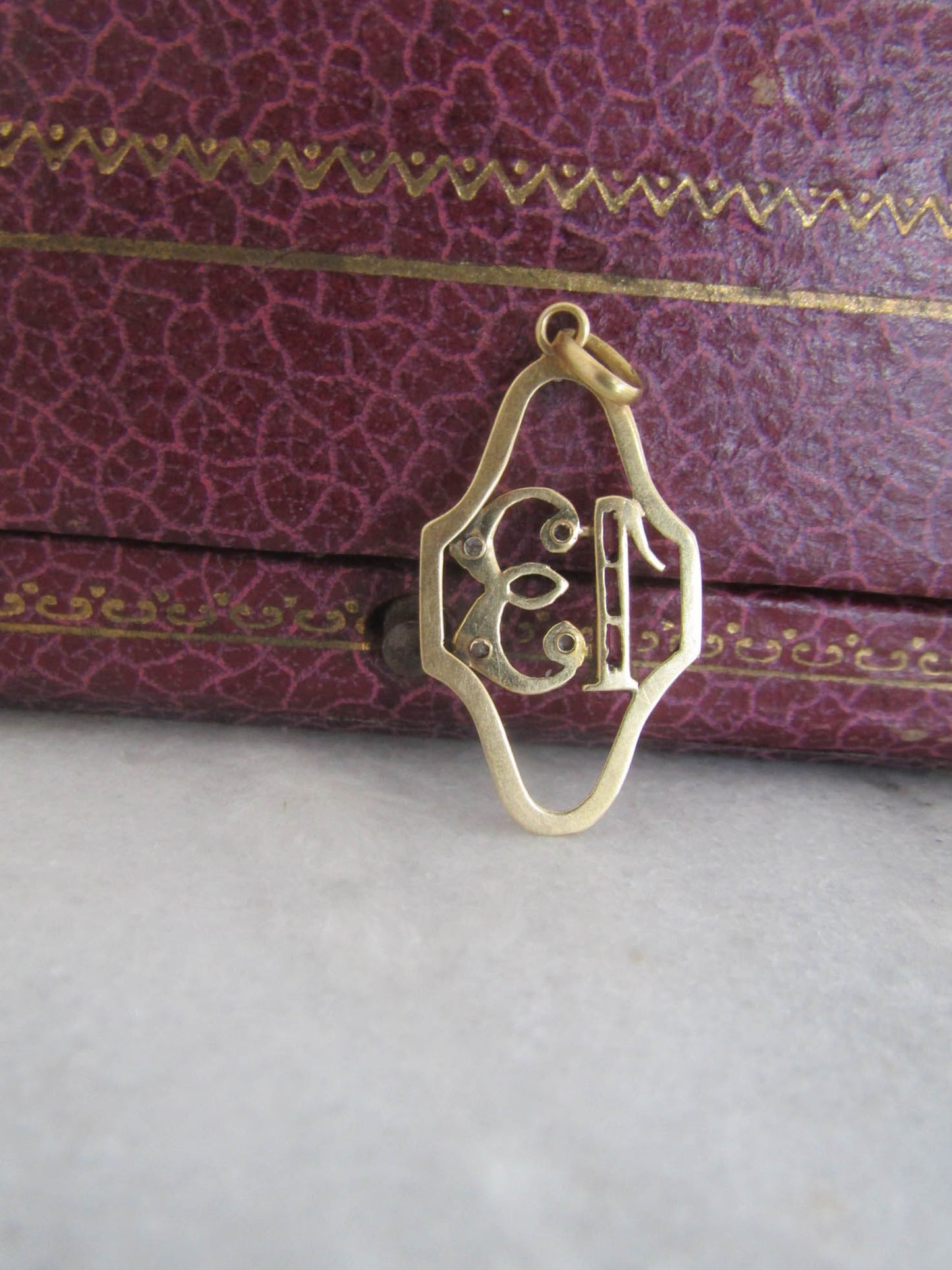 Vintage 18K Lucky 13 Pendant Charm, French Art Deco Yellow Gold Lucky Pendant