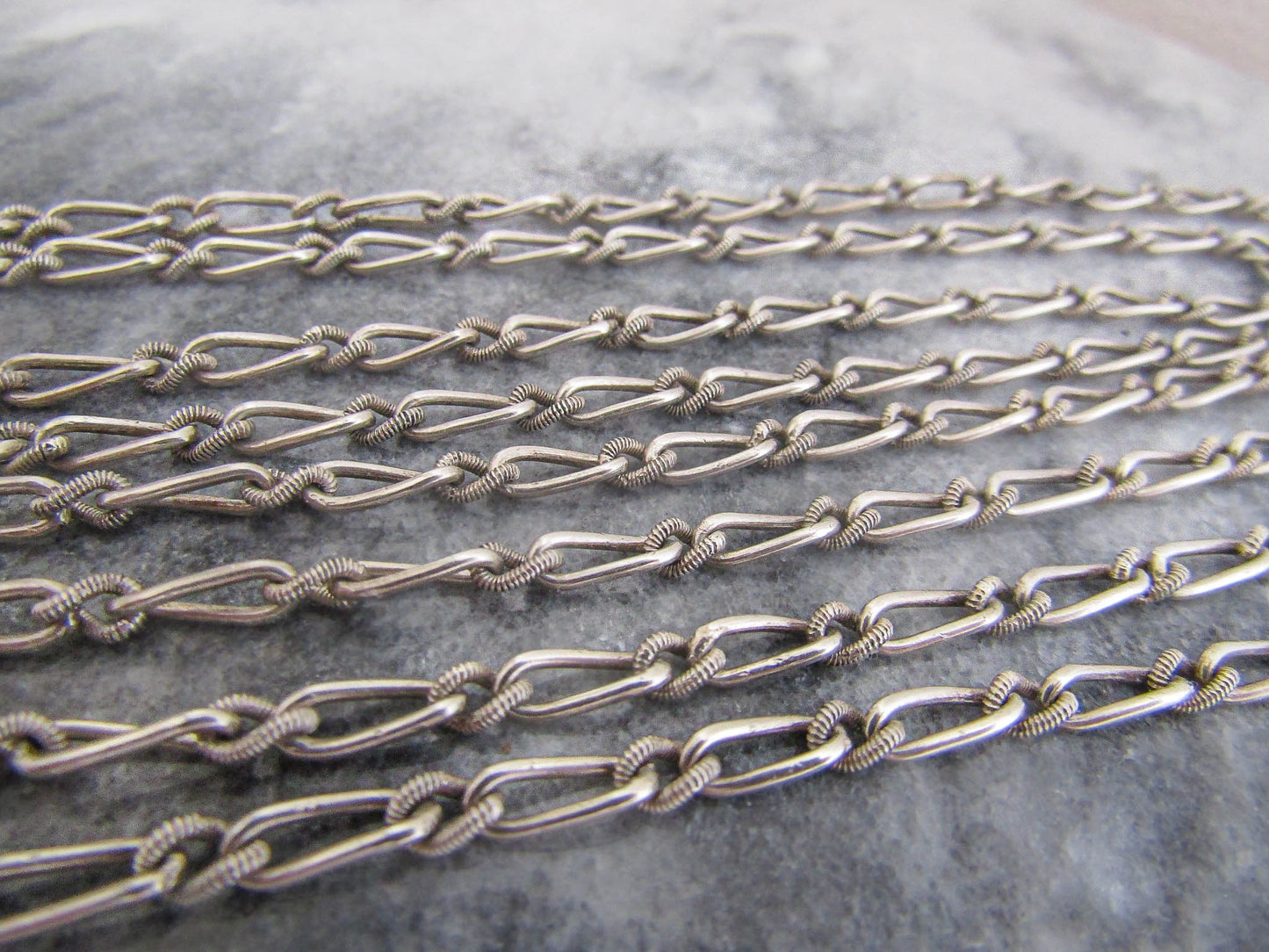 Antique French Silver Long Guard Chain with Hanging Dog Clip Clasp