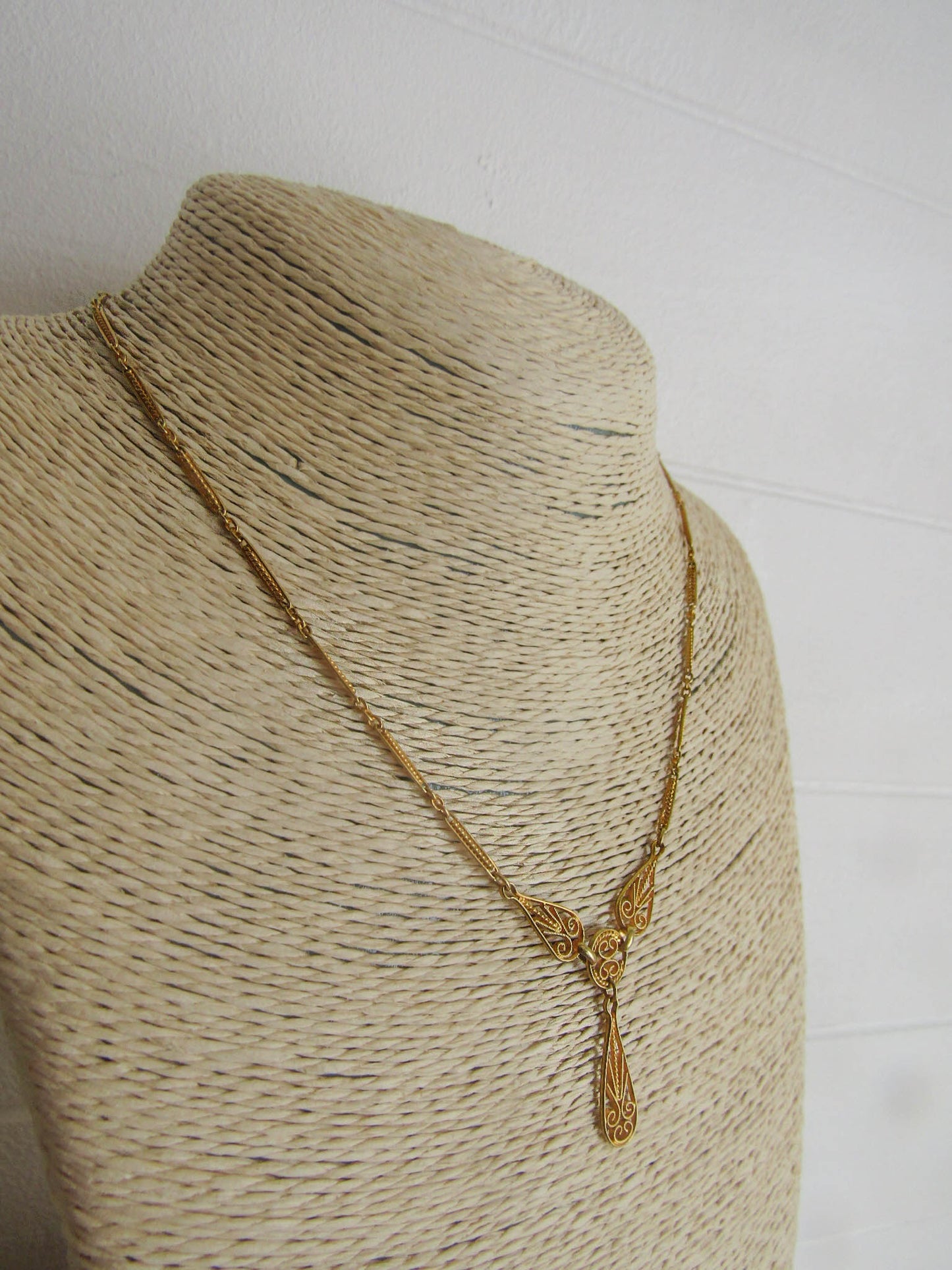 18k Solid Gold Antique French Drapery Necklace c. 1900