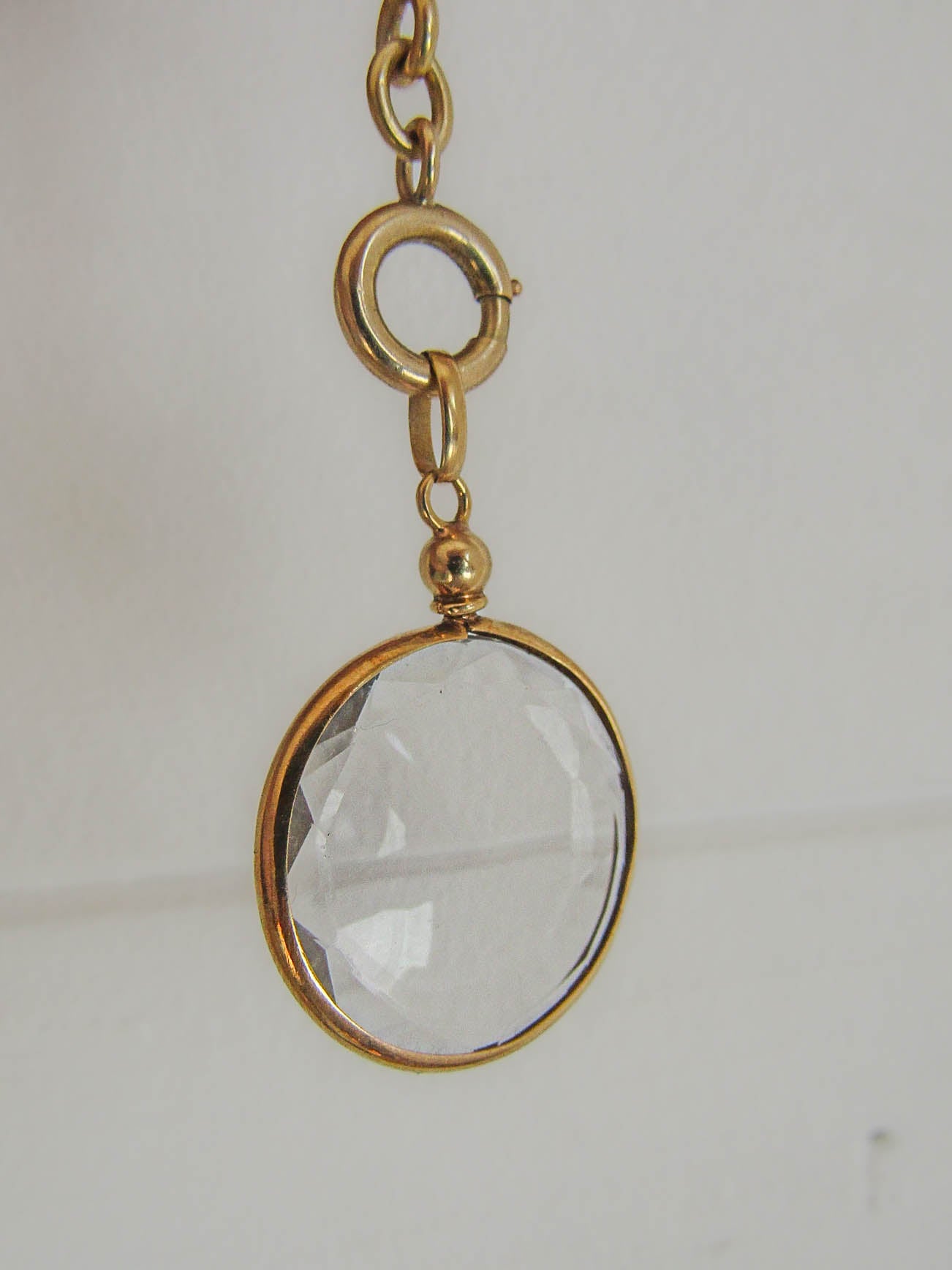 18k Gold Beveled Glass Shaker locket, Antique French Screw Top Locket c. 1900