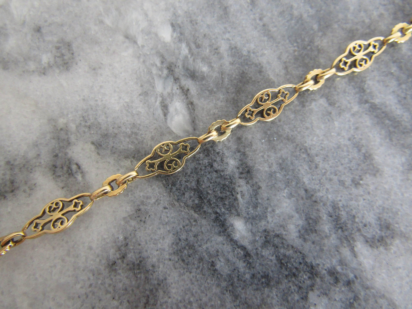 Victorian 18K Solid Gold Filigree Heart Bracelet, Antique French Belle Epoque Bracelet with Hearts