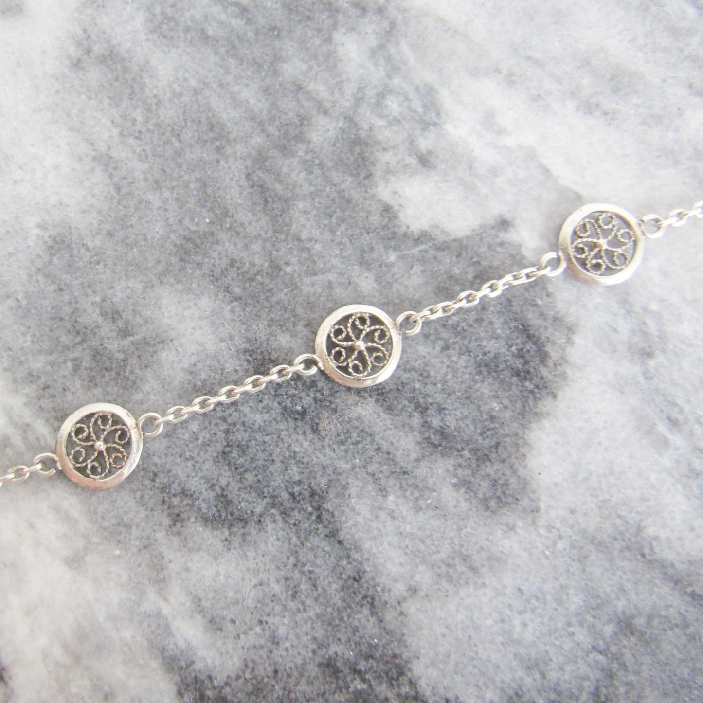 Antique French Filigree Bracelet, Vintage French Silver Filigree Bracelet c. 1900