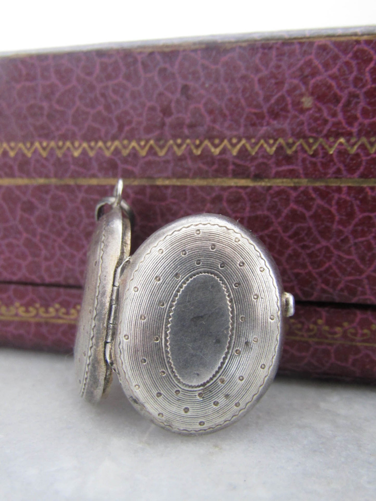 Antique French Silver Victorian Locket with Hinged Glass Partition