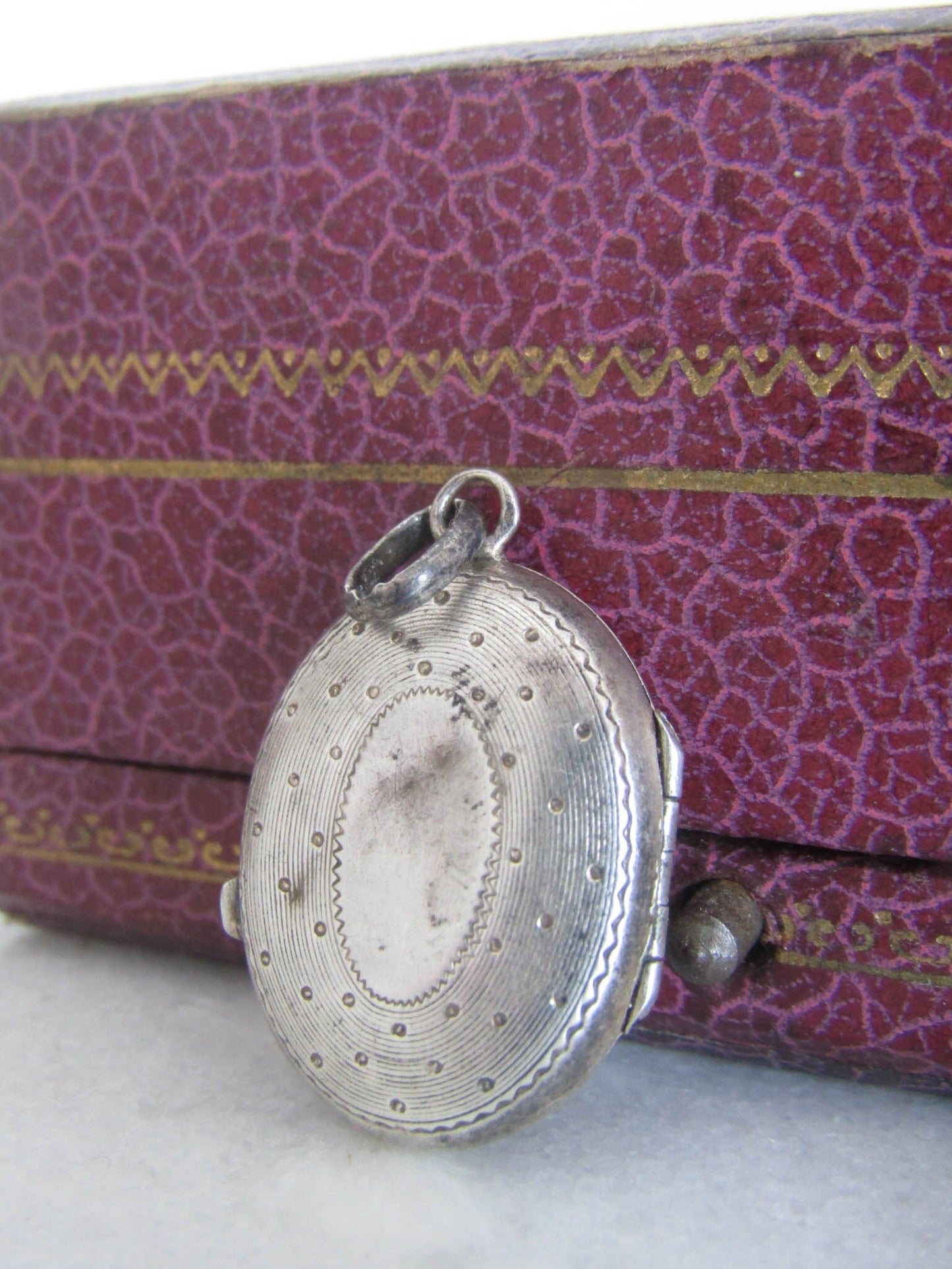 Antique French Silver Victorian Locket with Hinged Glass Partition