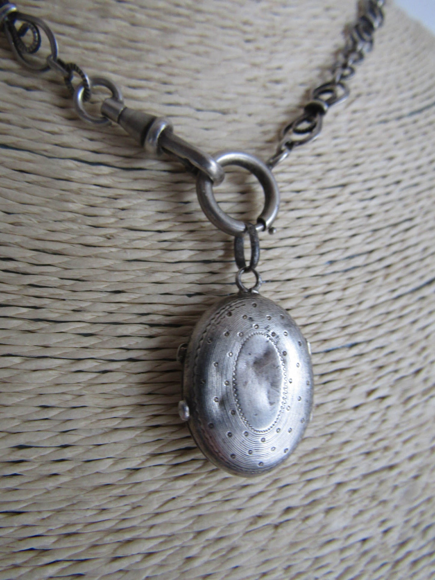 Antique French Silver Victorian Locket with Hinged Glass Partition