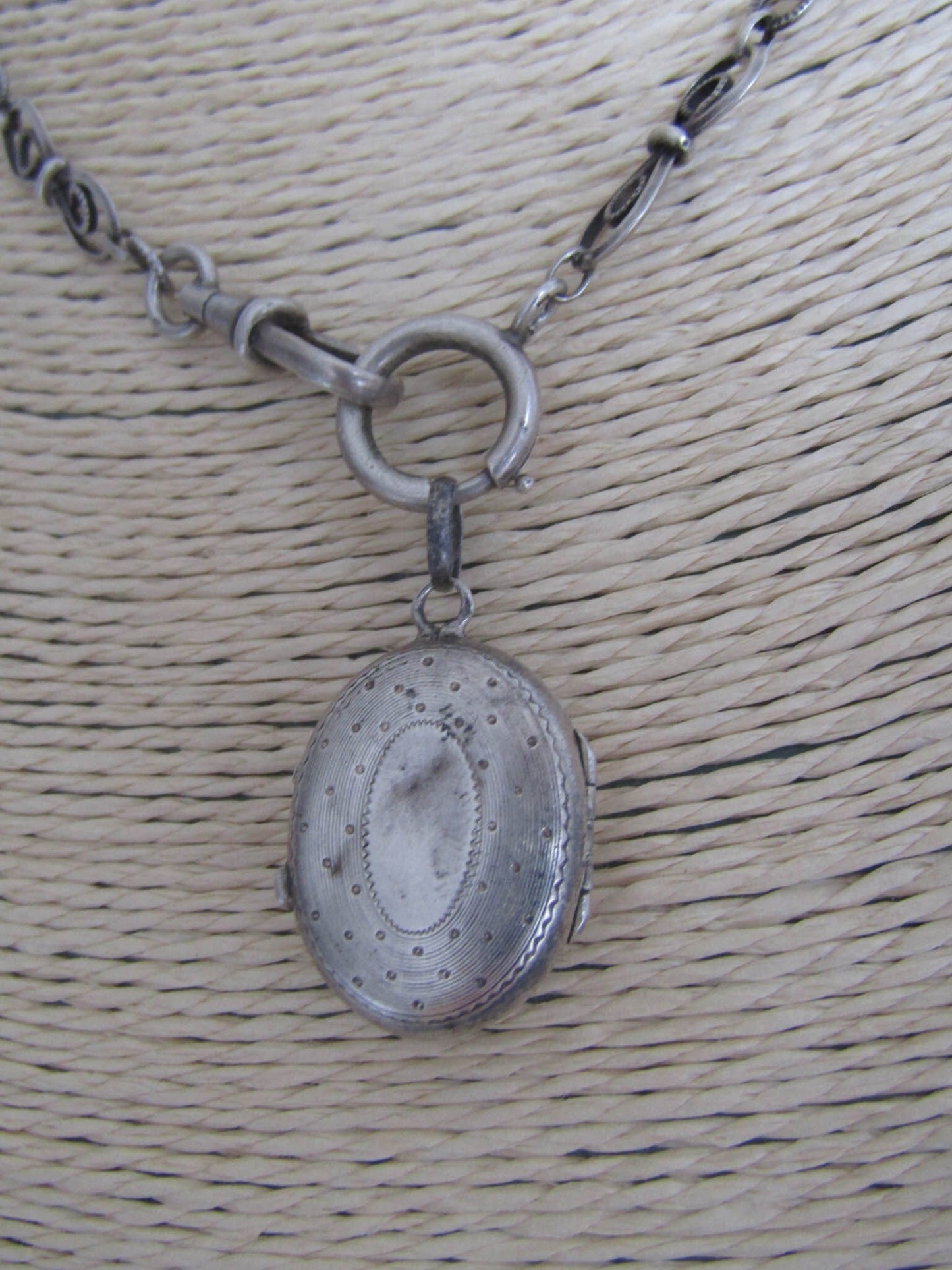 Antique French Silver Victorian Locket with Hinged Glass Partition