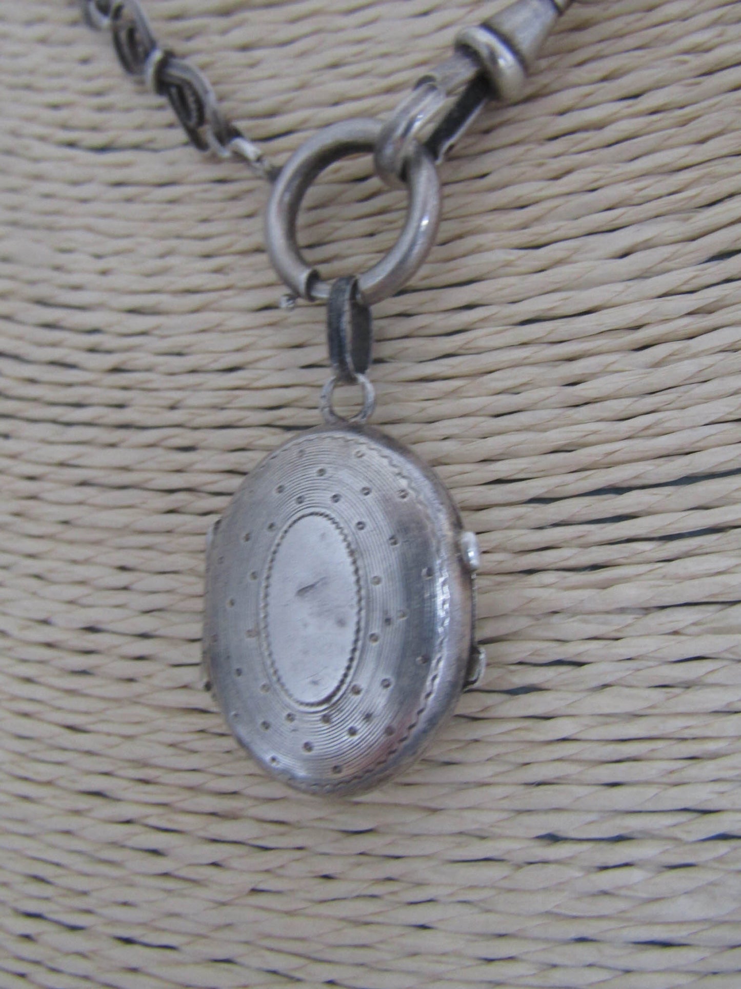 Antique French Silver Victorian Locket with Hinged Glass Partition