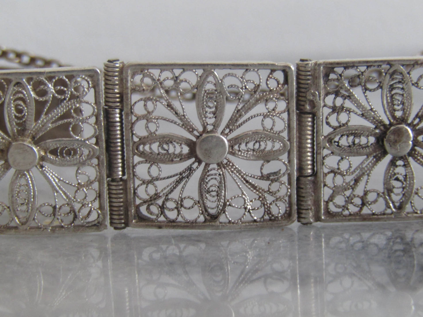 Antique French Solid Silver Filigree Bangle Bracelet, Belle Epoque Bracelet