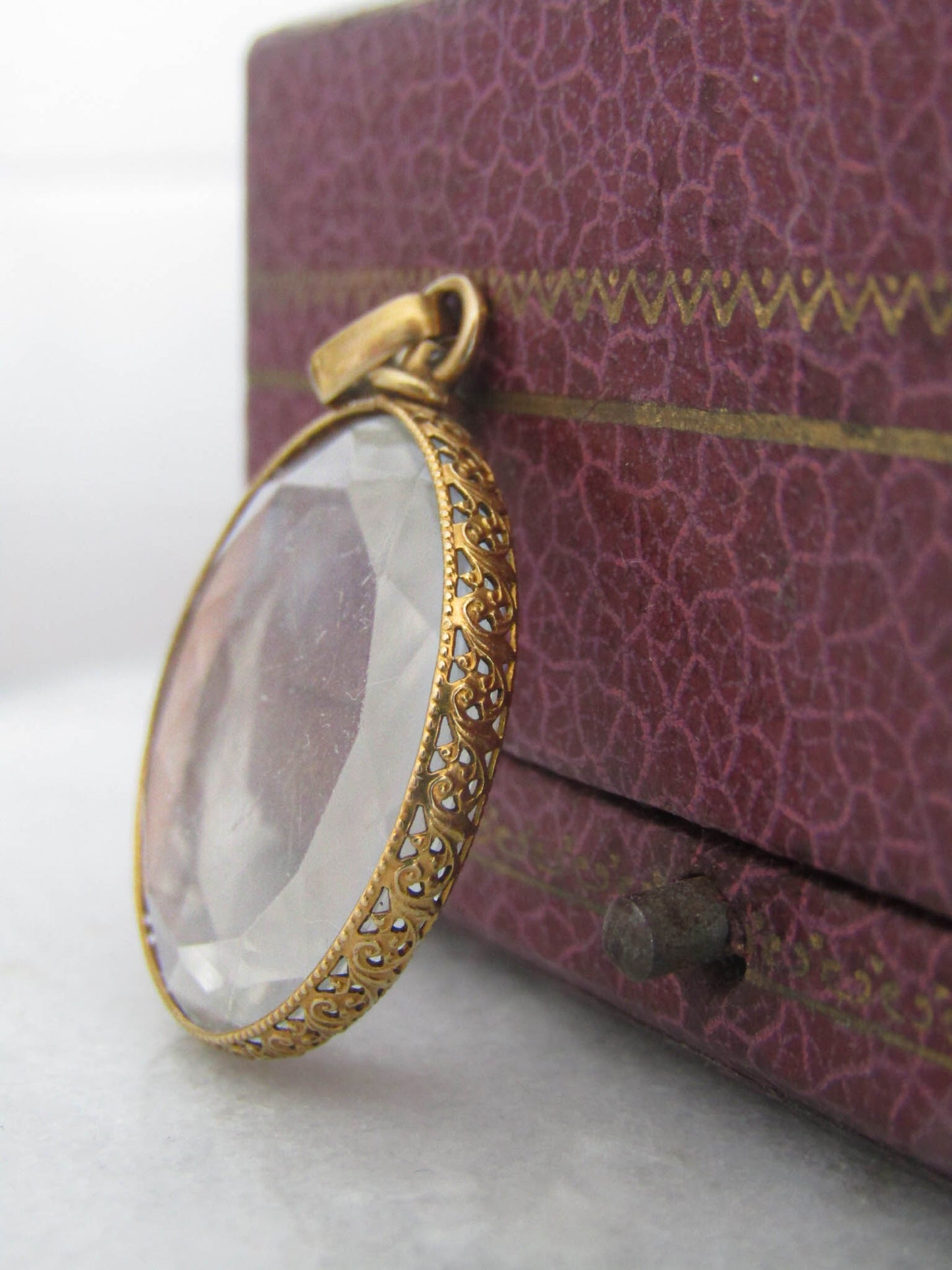 Antique 18k Beveled Glass Victorian Round Locket with Elegant Frame c. 1890