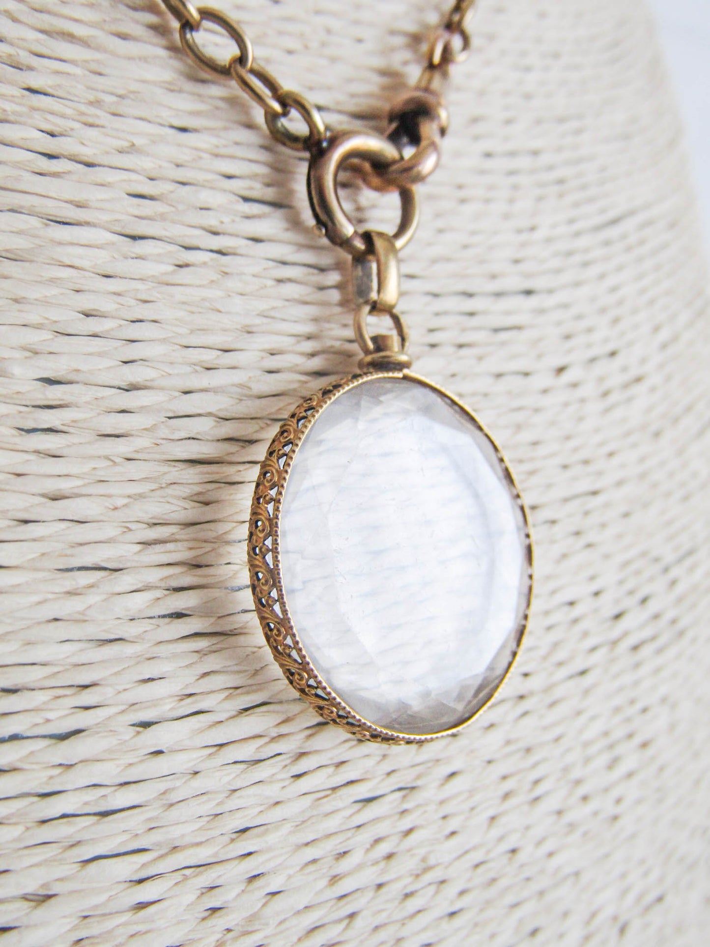 Antique 18k Beveled Glass Victorian Round Locket with Elegant Frame c. 1890