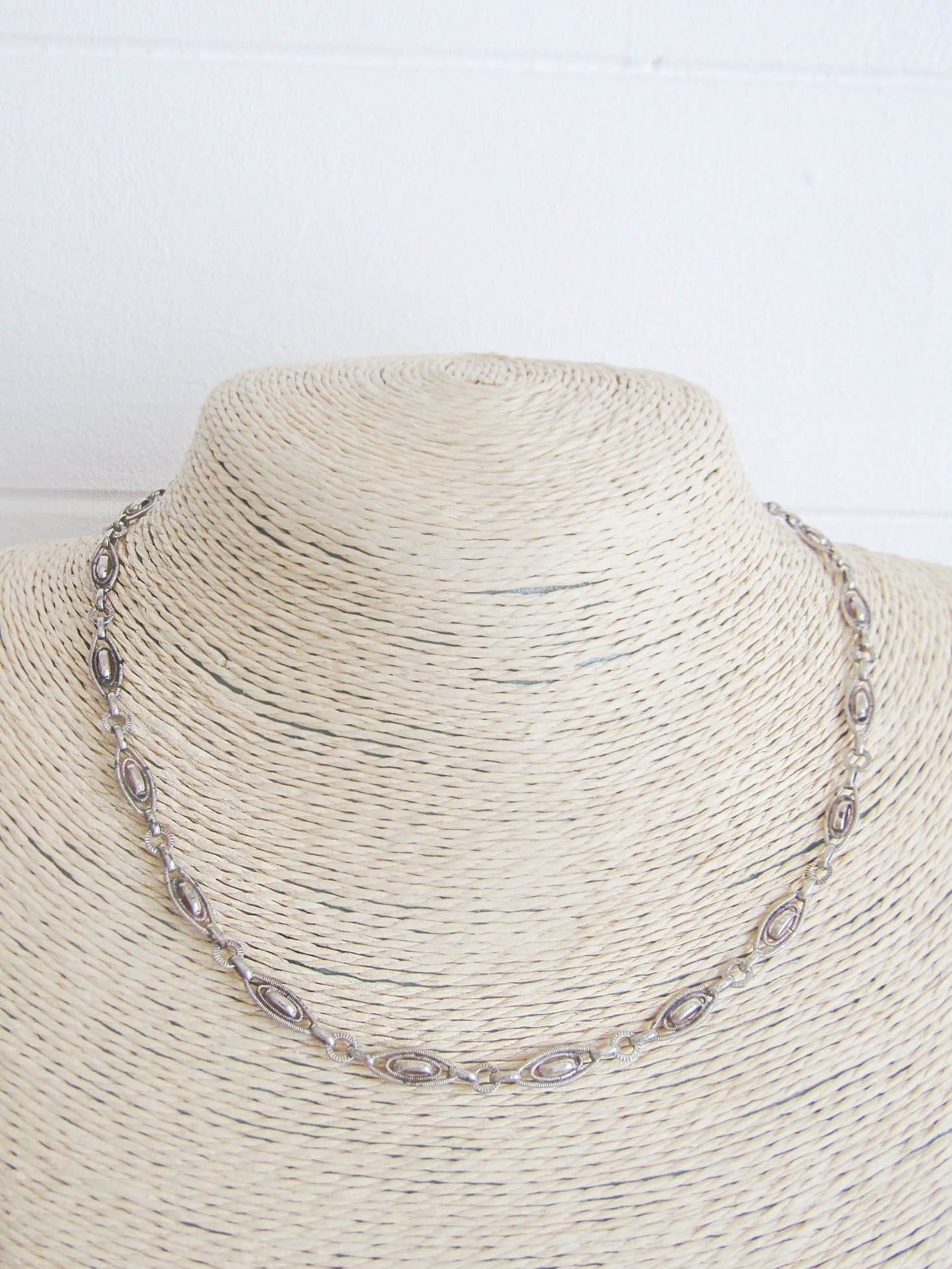 Antique French Silver Necklace Chain, Vintage Belle Epoque Necklace