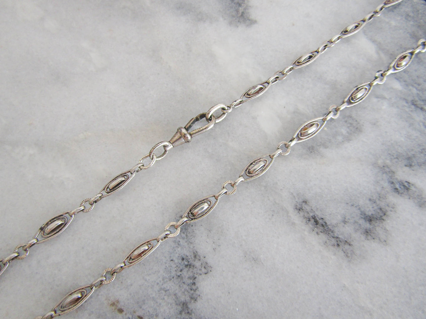 Antique French Silver Necklace Chain, Vintage Belle Epoque Necklace