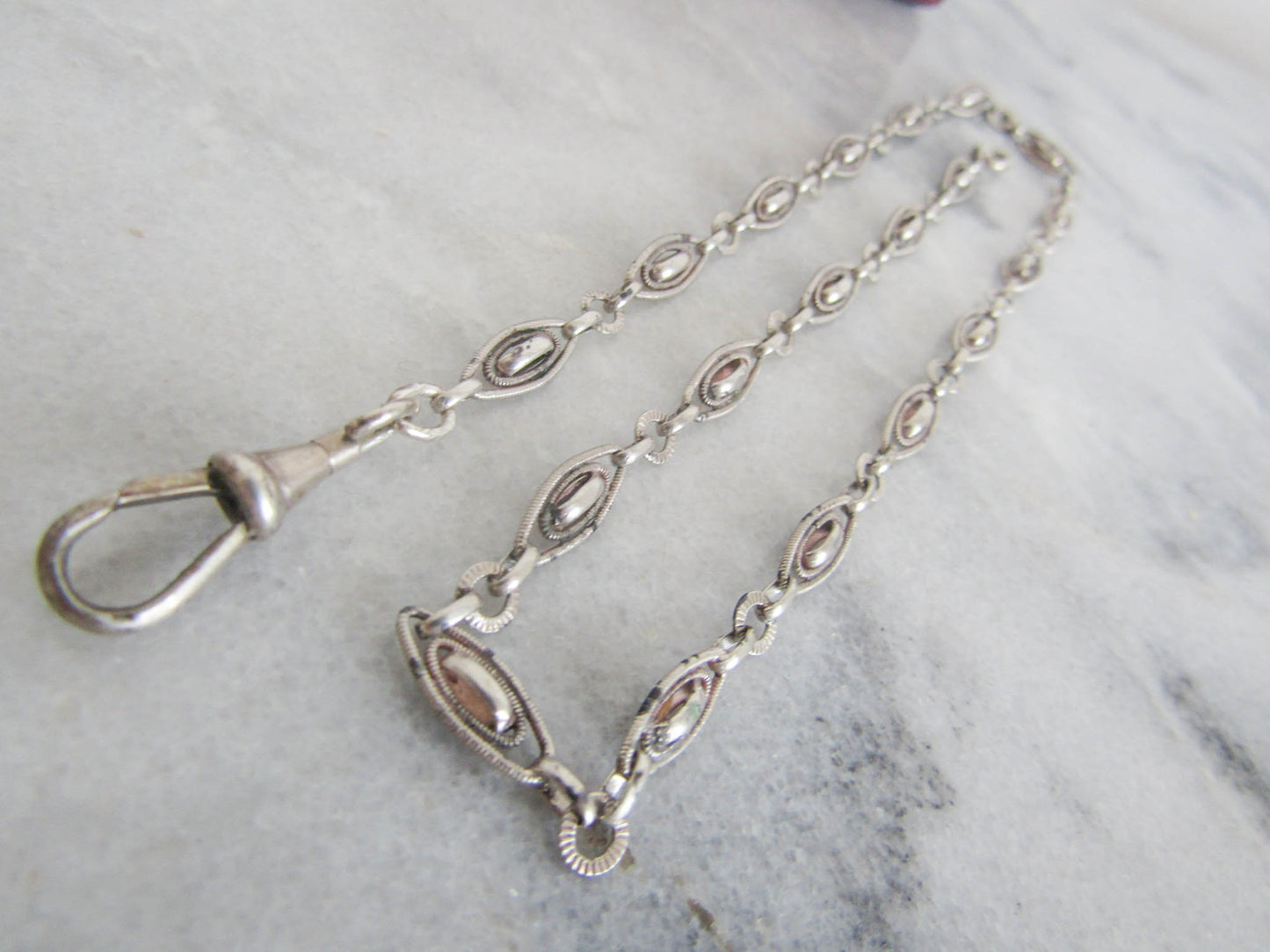 Antique French Silver Necklace Chain, Vintage Belle Epoque Necklace