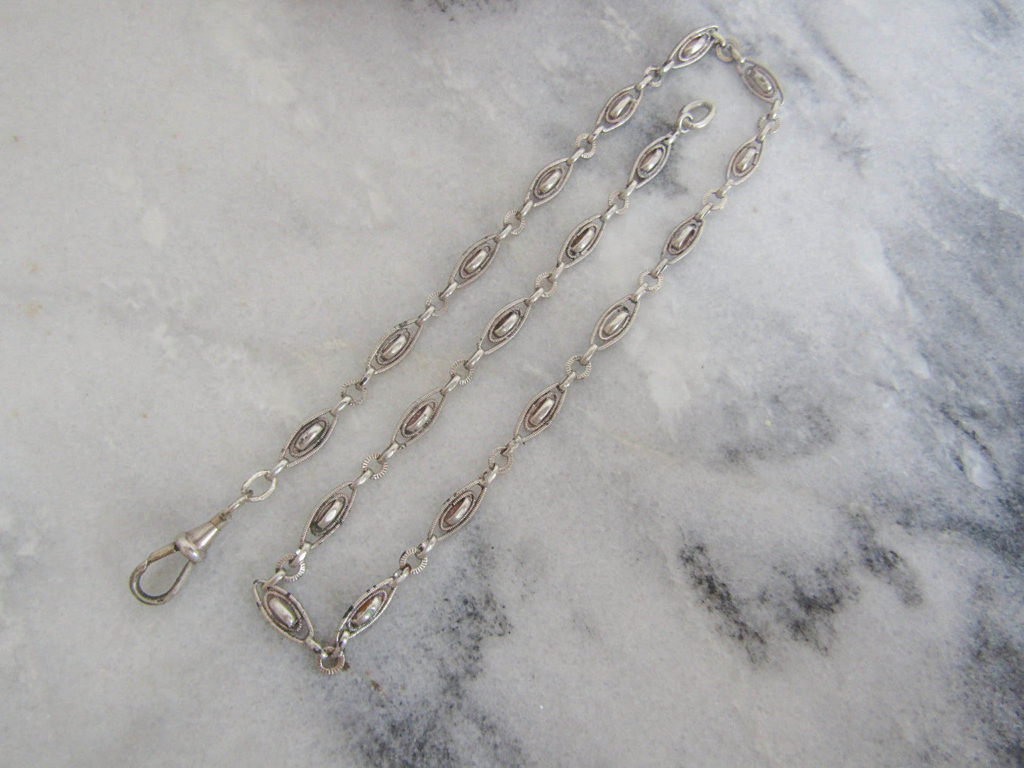 Antique French Silver Necklace Chain, Vintage Belle Epoque Necklace