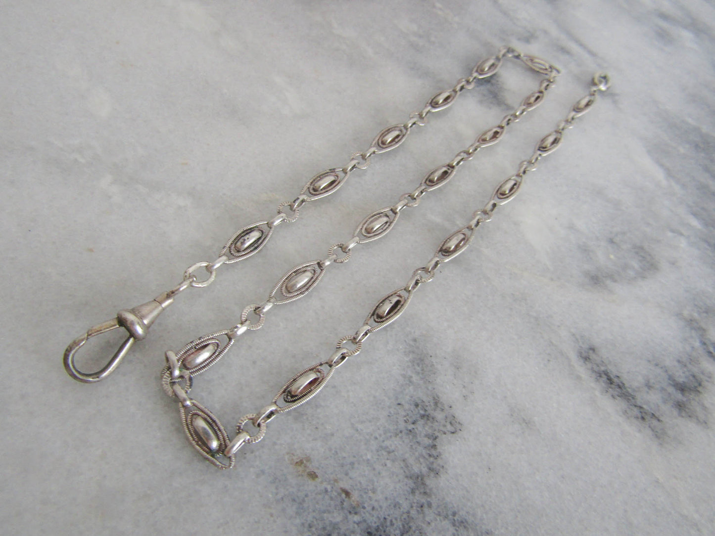 Antique French Silver Necklace Chain, Vintage Belle Epoque Necklace