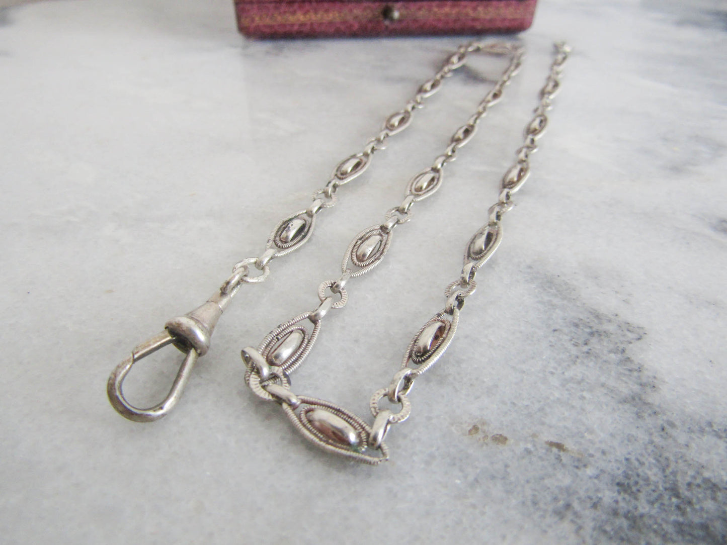 Antique French Silver Necklace Chain, Vintage Belle Epoque Necklace