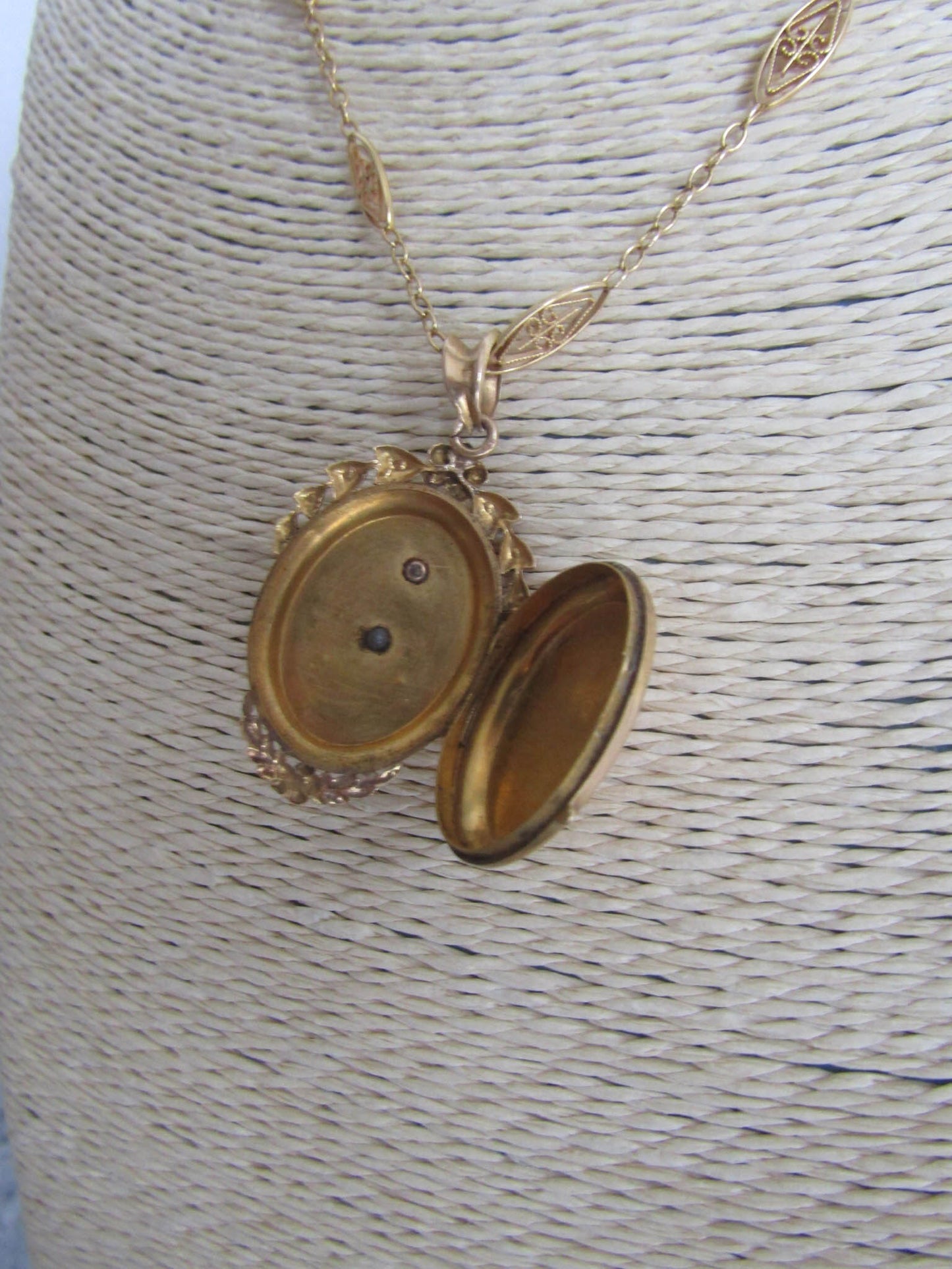 Antique 18k Gold French Forget me Not Locket with Seed Pearls, Victorian Belle Epoque Locket XIX Century Pendant