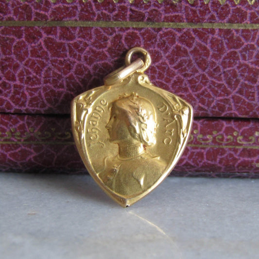 Antique 18K Rare Joan of Arc Religious Medal signed 1920