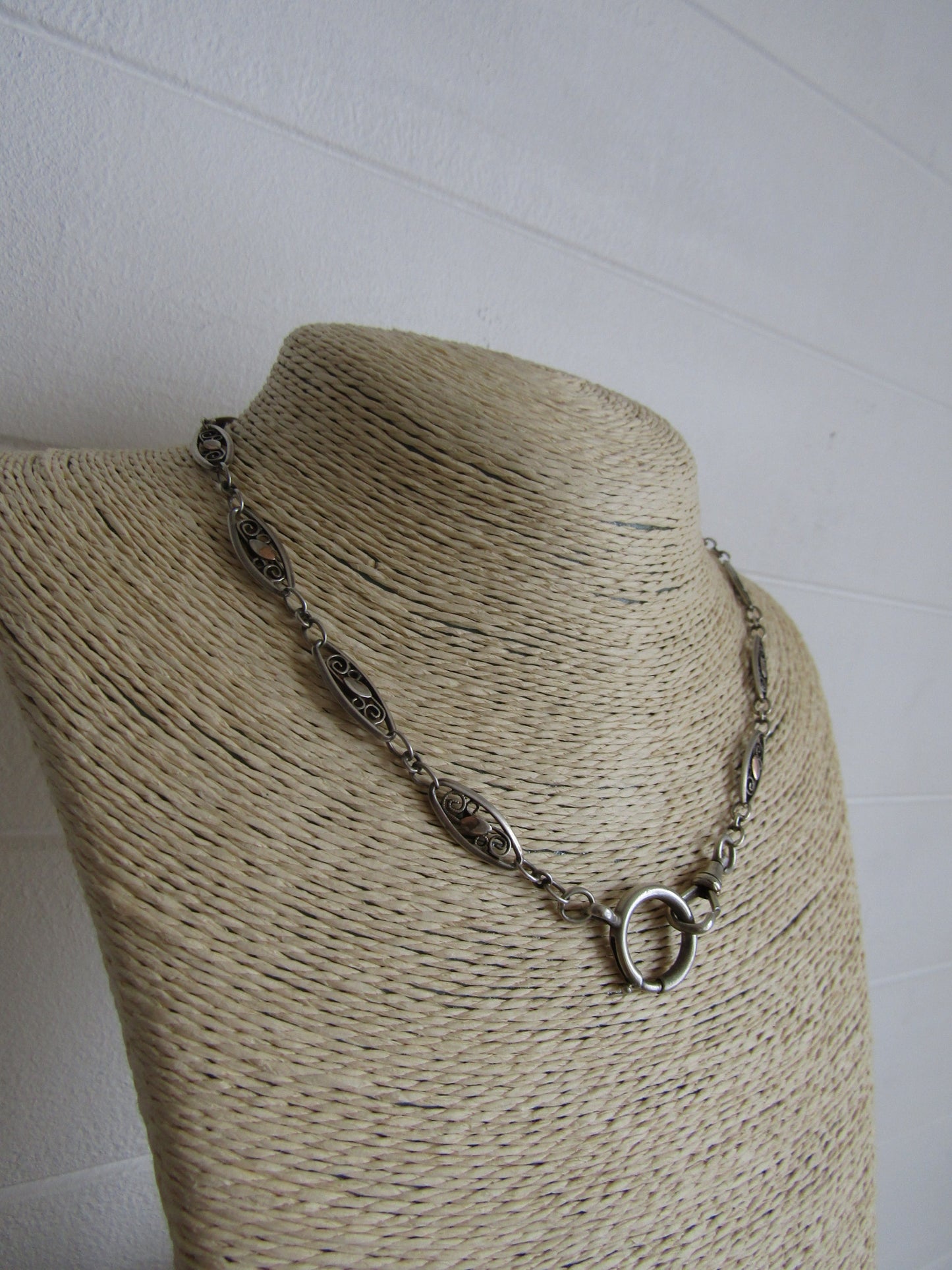 French Silver Vermeil Watch Chain, Antique French Belle Epoque Choker Necklace