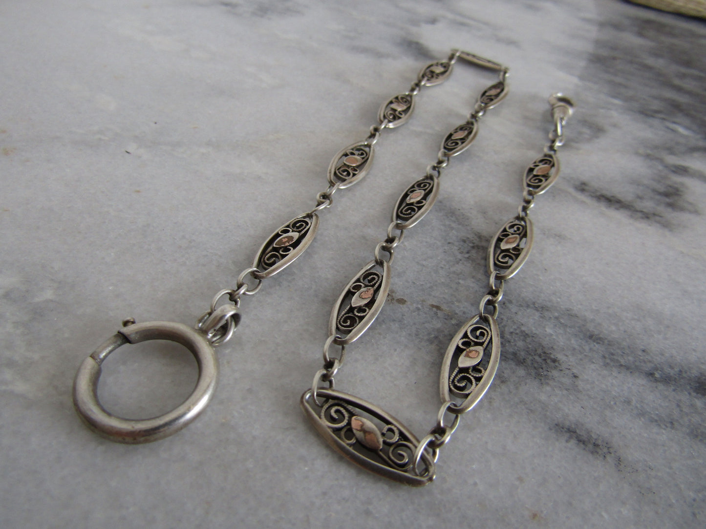 French Silver Vermeil Watch Chain, Antique French Belle Epoque Choker Necklace