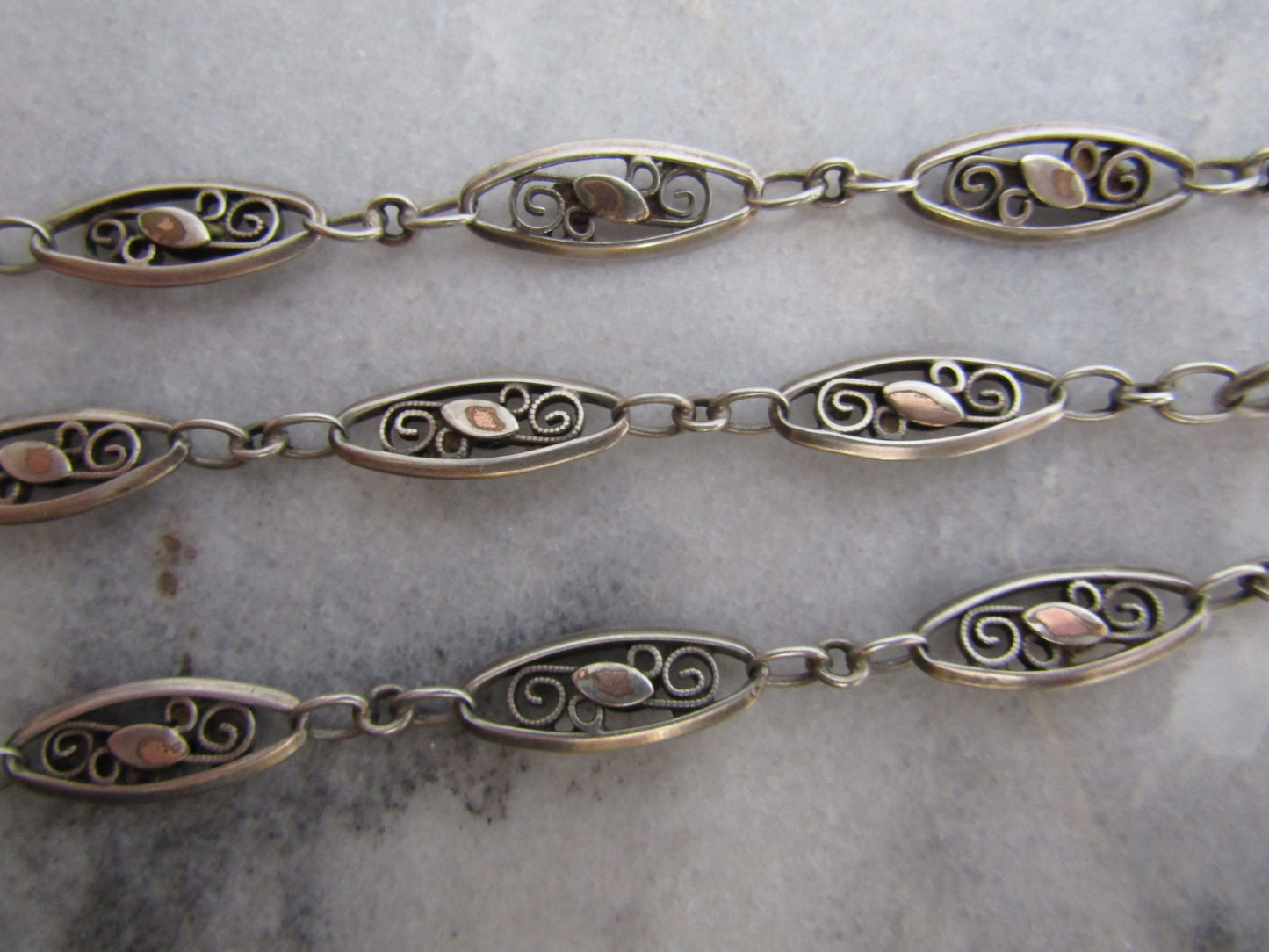 French Silver Vermeil Watch Chain, Antique French Belle Epoque Choker Necklace