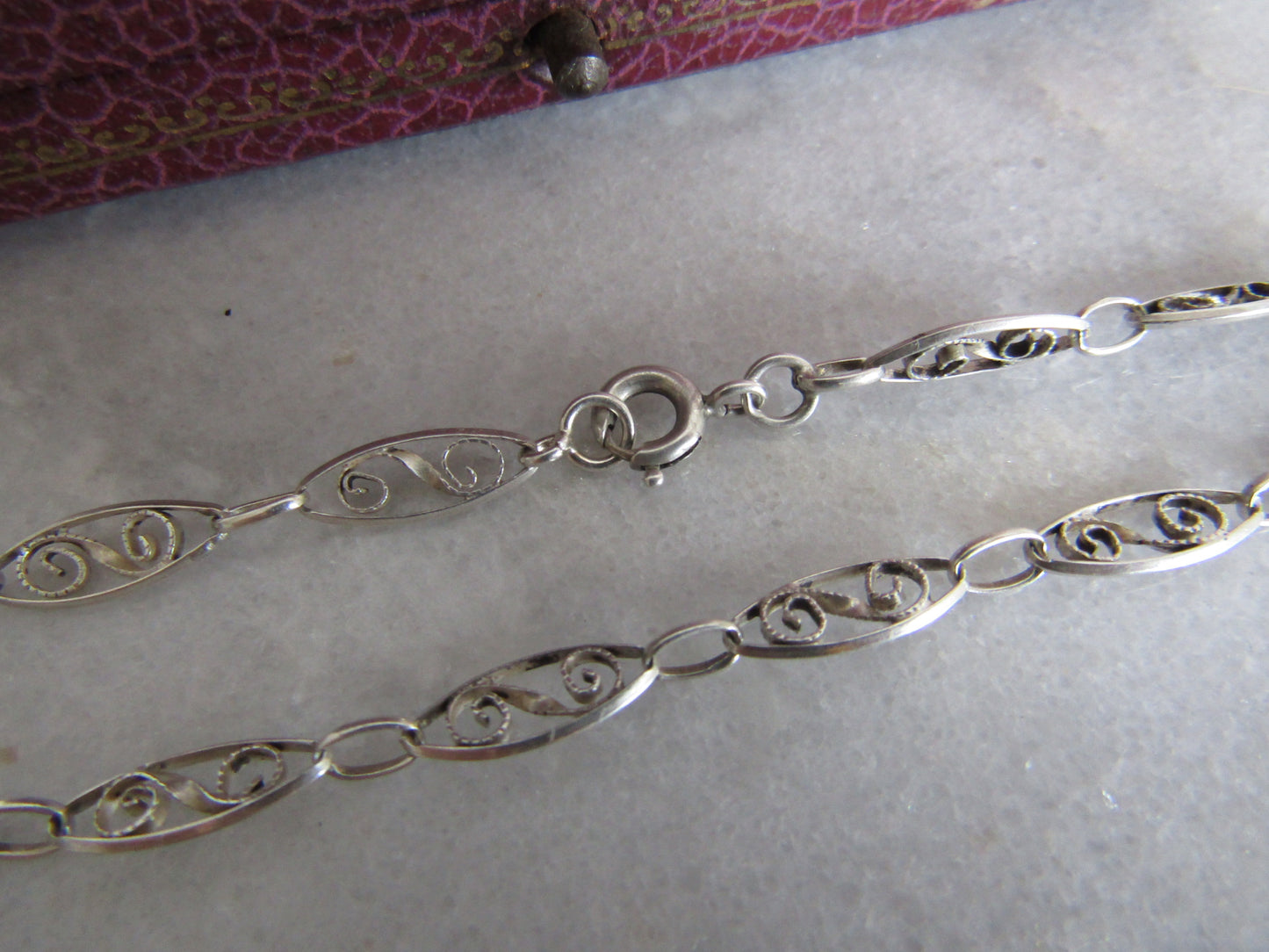 Antique French Filigree Bracelet, Vintage Belle Epoque Silver Filigree Chain