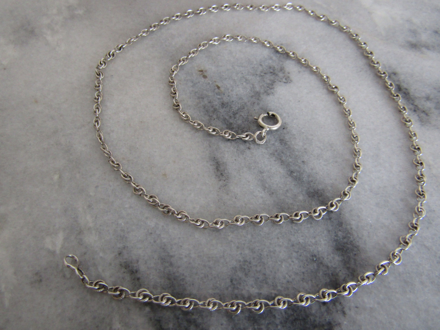 Antique Vintage French Silver Art Deco Chain Necklace