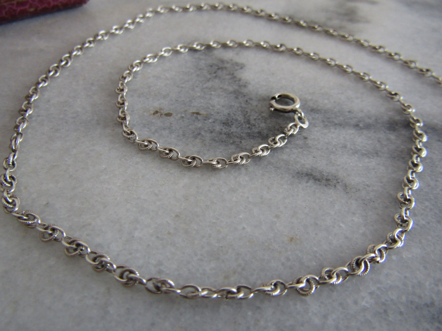 Antique Vintage French Silver Art Deco Chain Necklace