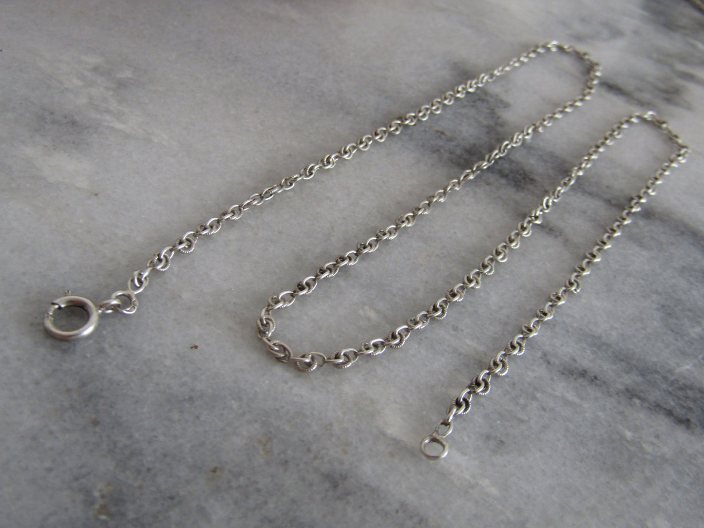 Antique Vintage French Silver Art Deco Chain Necklace