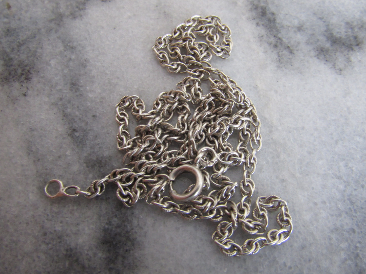 Antique Vintage French Silver Art Deco Chain Necklace