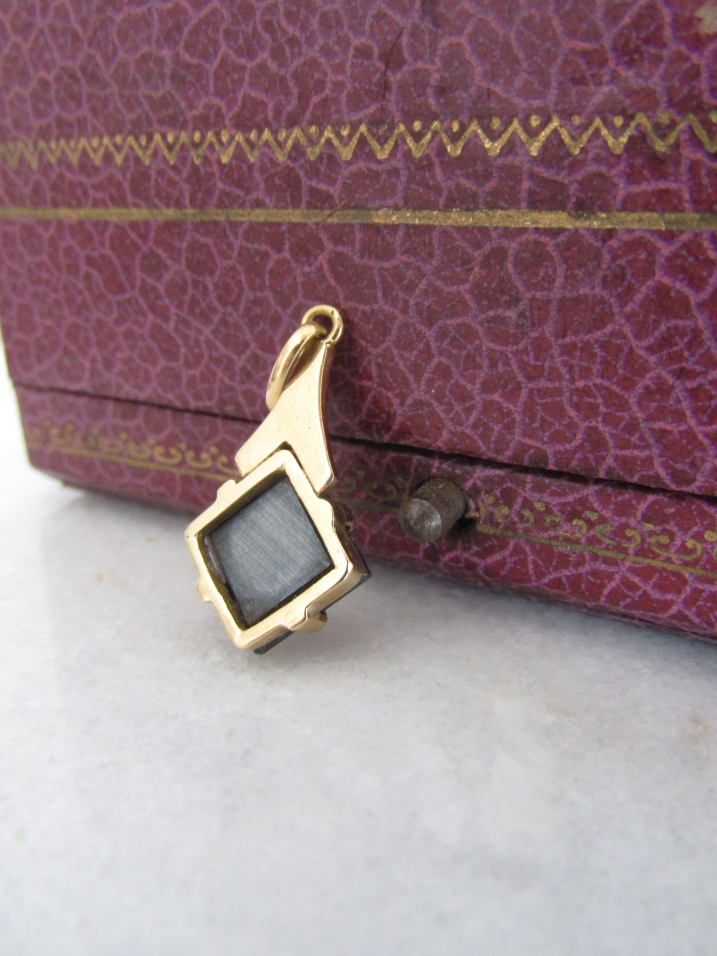 Vintage French 18k Gold Hematite Pendant