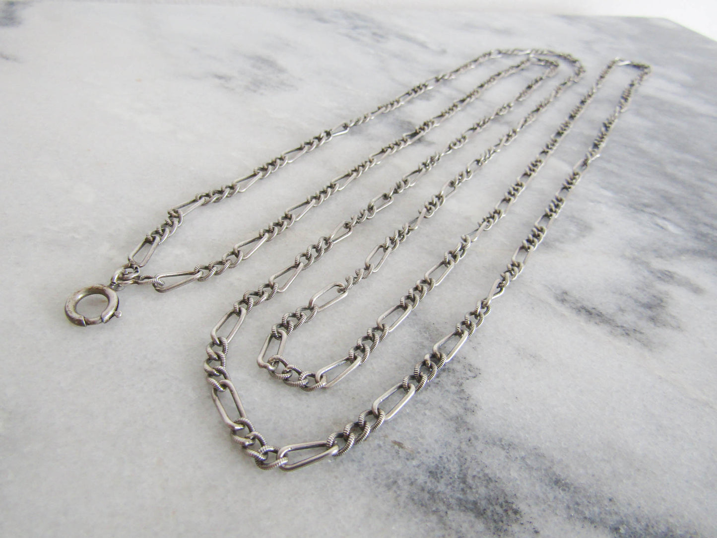 Antique Silver Victorian Long Guard Chain