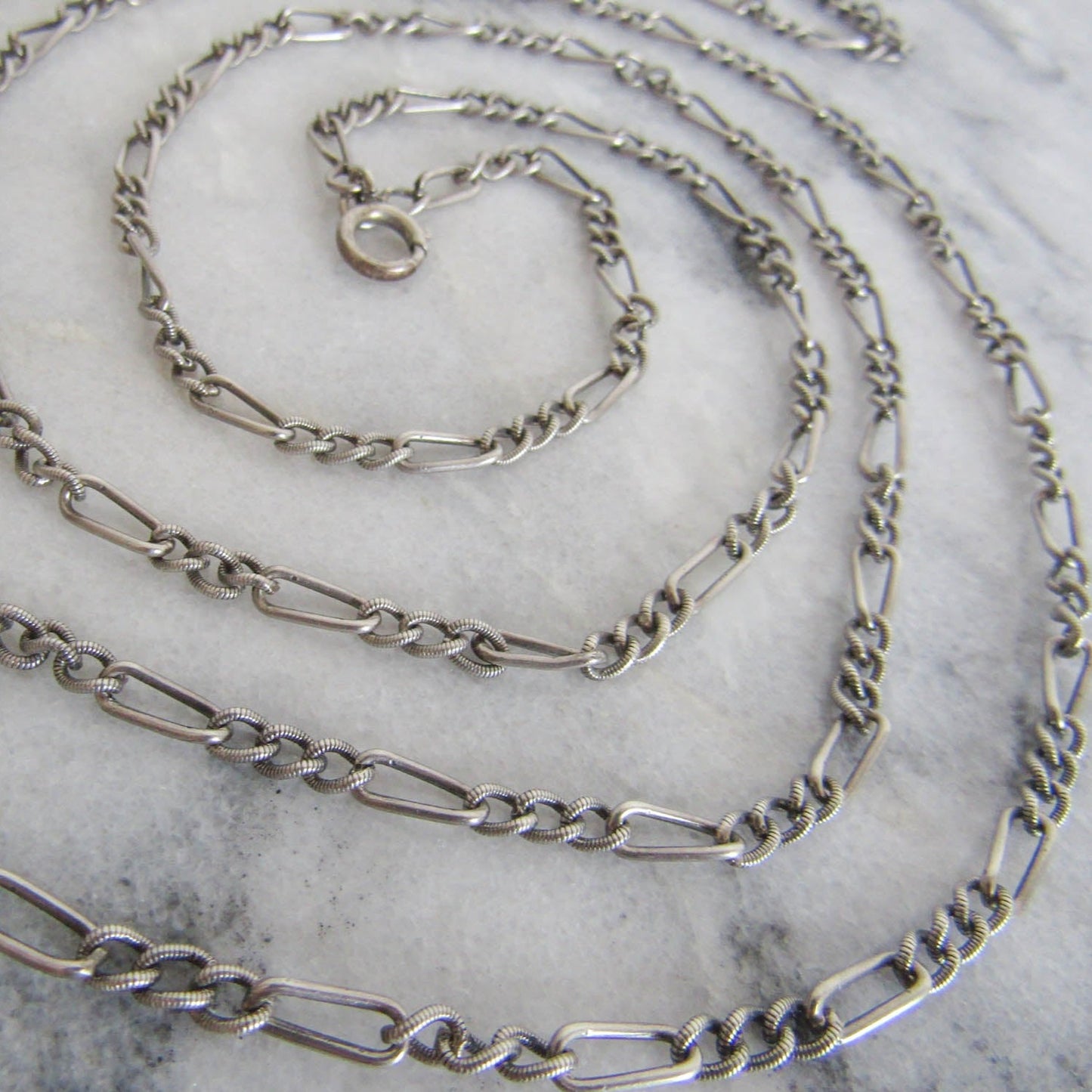 Antique Silver Victorian Long Guard Chain