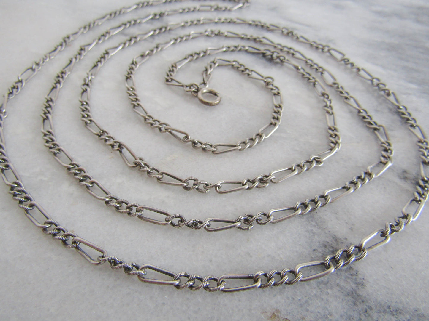 Antique Silver Victorian Long Guard Chain