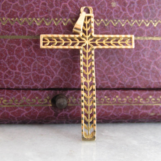 Vintage French Cross Pendant, 1950s Baptism Gift