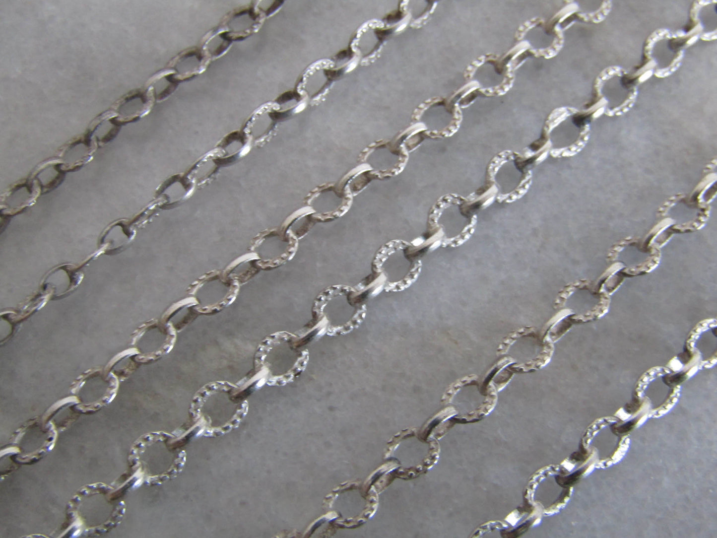 56" Antique Silver Long Guard Chain, Vintage Silver Textured Chain