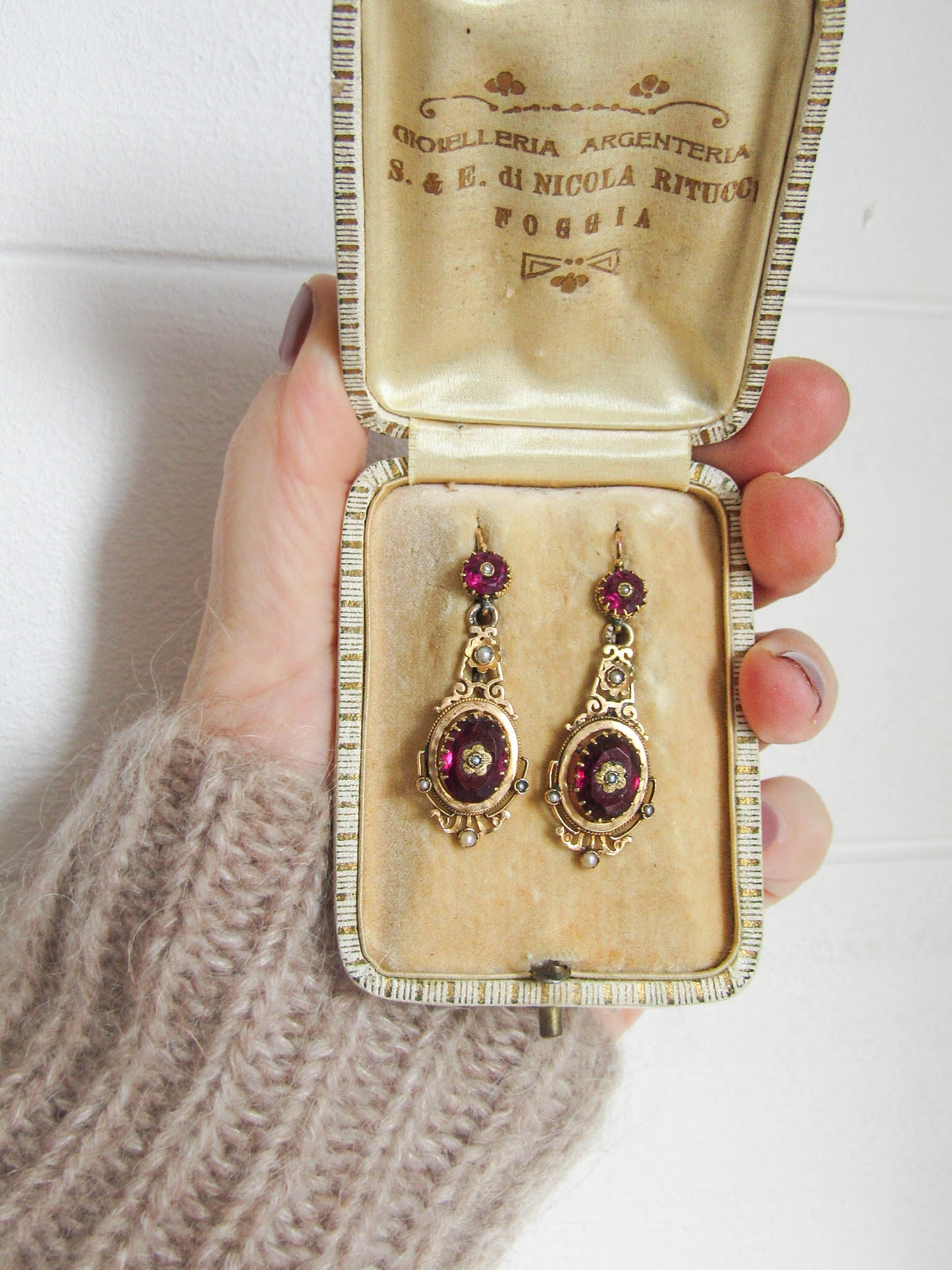 18K Gold Amethyst Napoleon III Pendant Earrings, Antique French Statement Earrings c. 1880