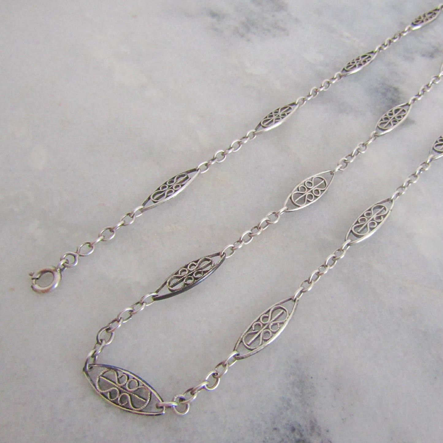 Antique French Silver Filigree Chain