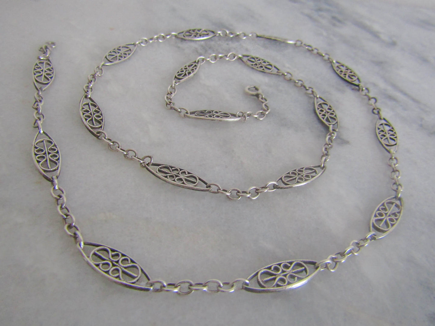 Antique French Silver Filigree Chain