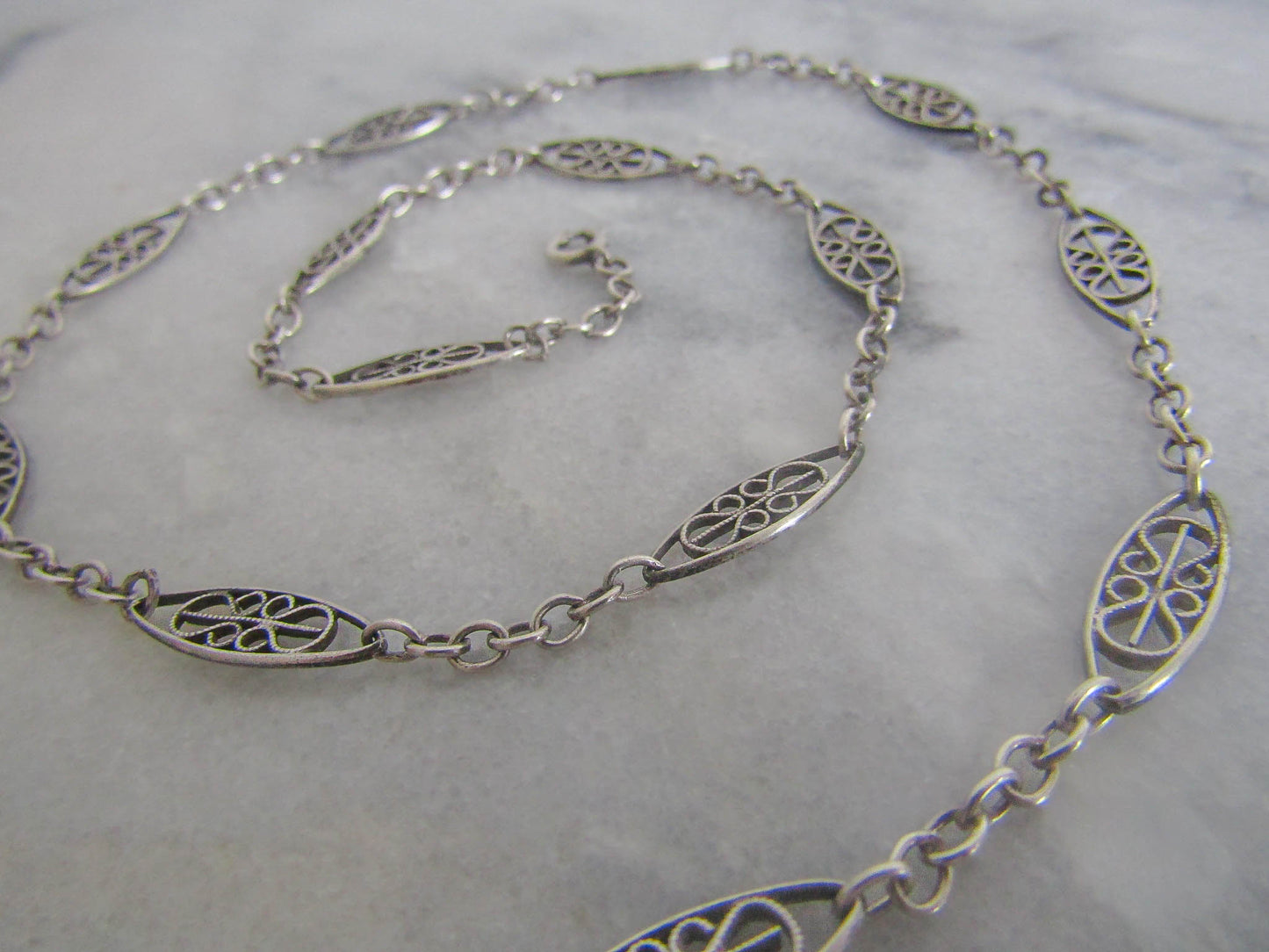 Antique French Silver Filigree Chain