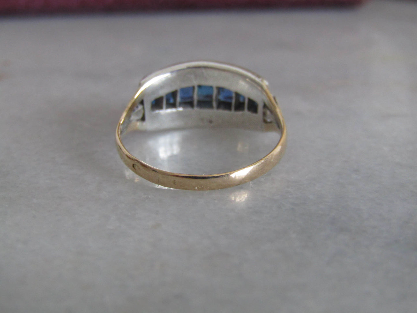 18K Gold and Silver Art Deco Paste Ring, Vintage Art Deco