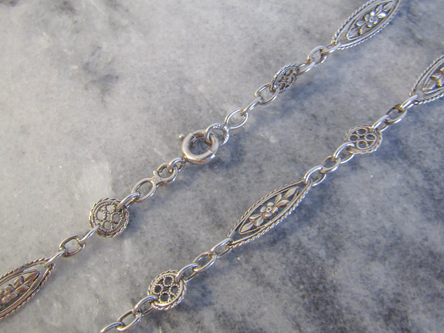 EXTRA LONG Antique Silver Long Guard Chain, Victorian Antique French Muff Chain with Original Bolt Ring