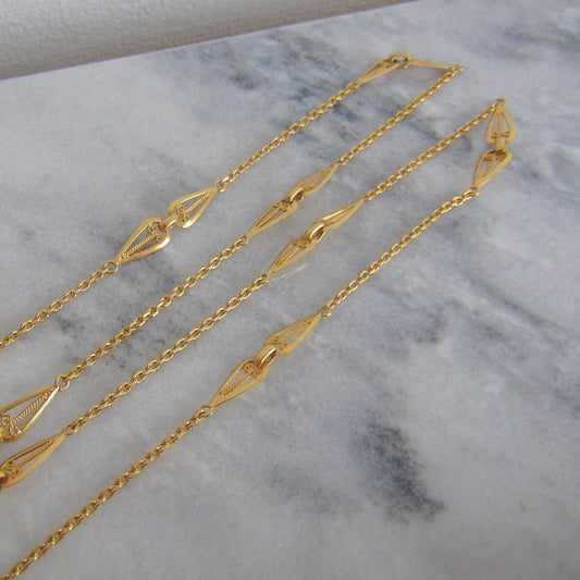 Vintage Gold Filled French Filigree Necklace